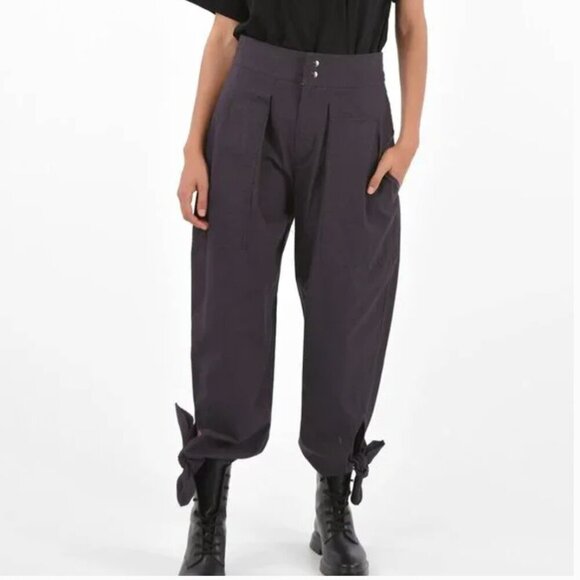 Isabel Marant Gaviao High-Rise Cotton Cropped Relaxed Tapered Pants - Picture 1 of 8